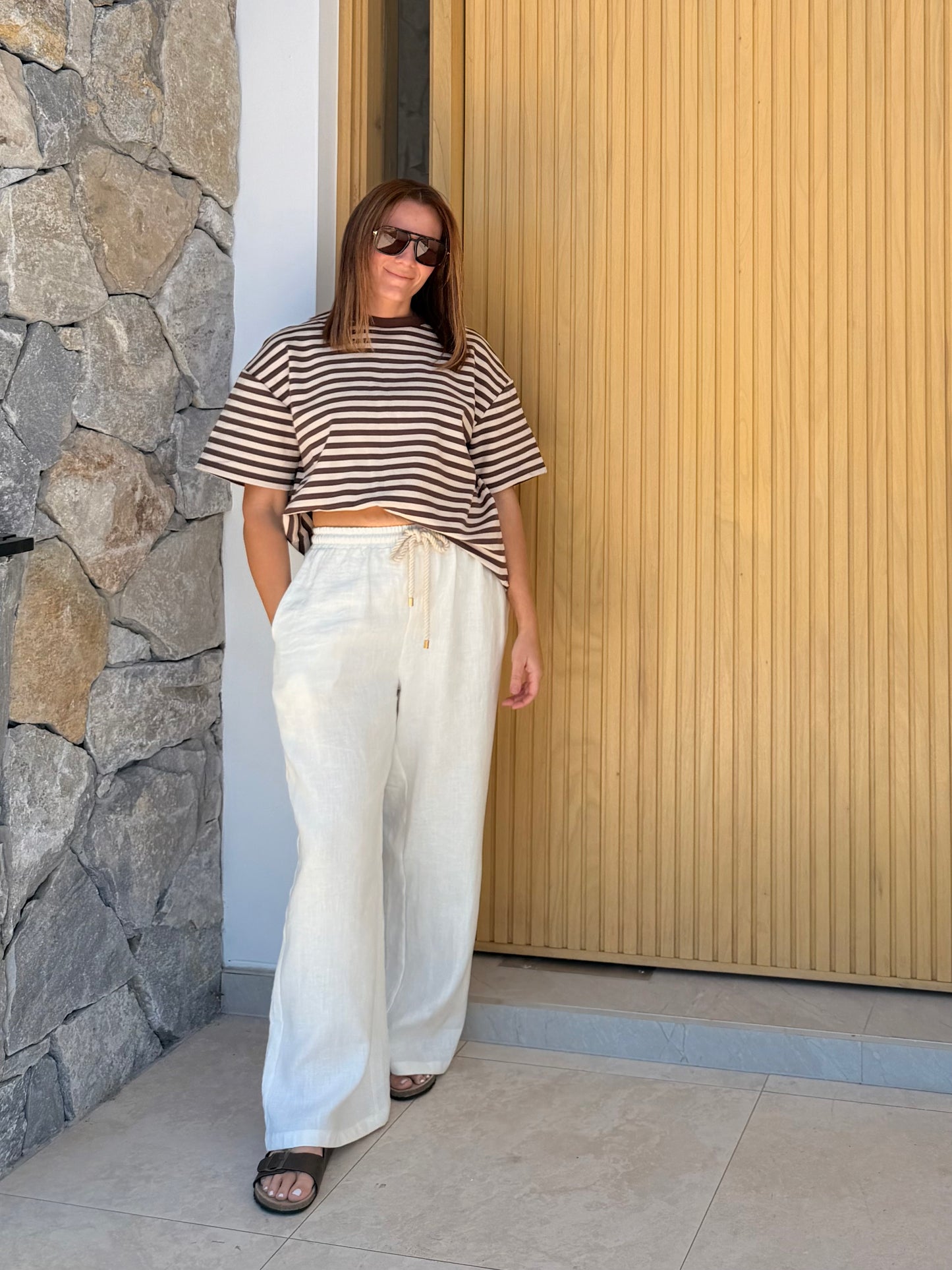 Rope Linen Pants - White