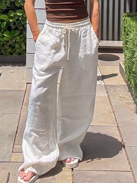 Rope Linen Pants - White