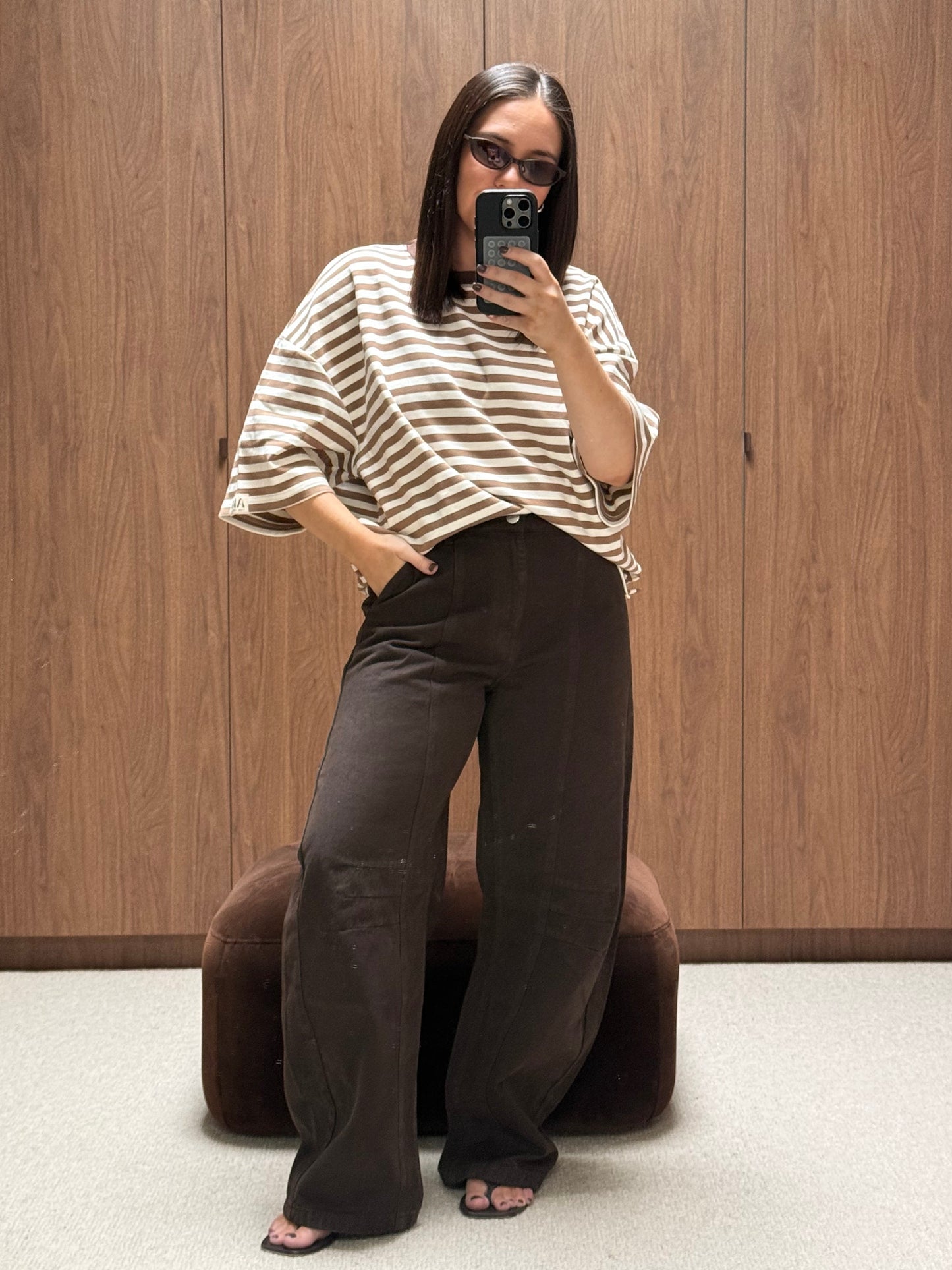 Boxy Stripe Tee - Mocha