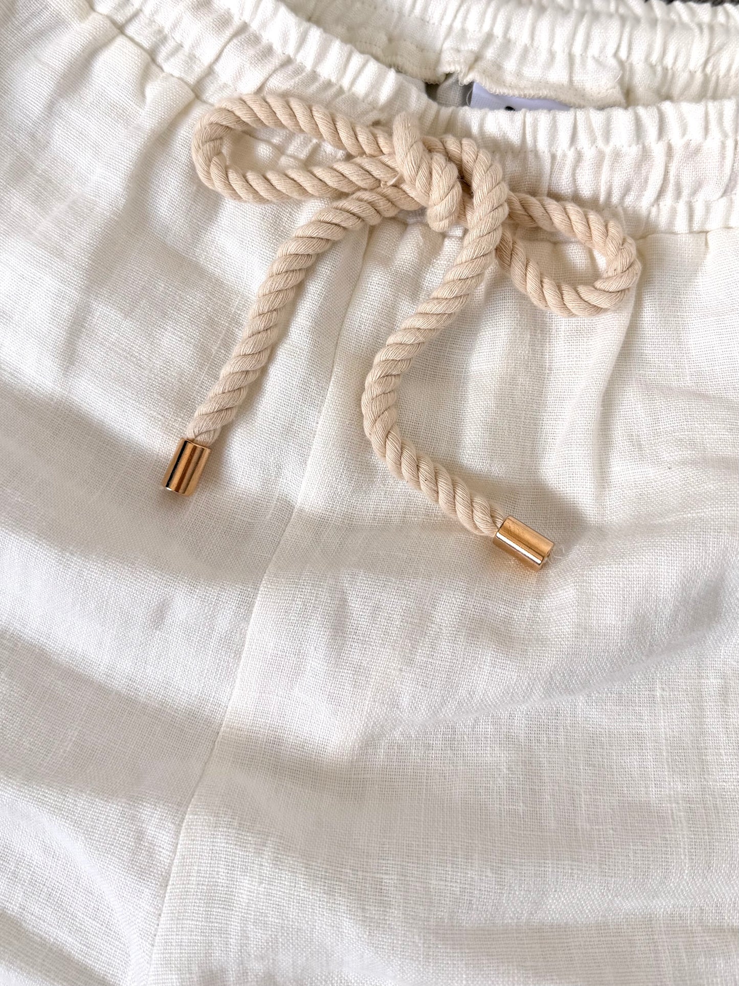 Rope Linen Pants - White