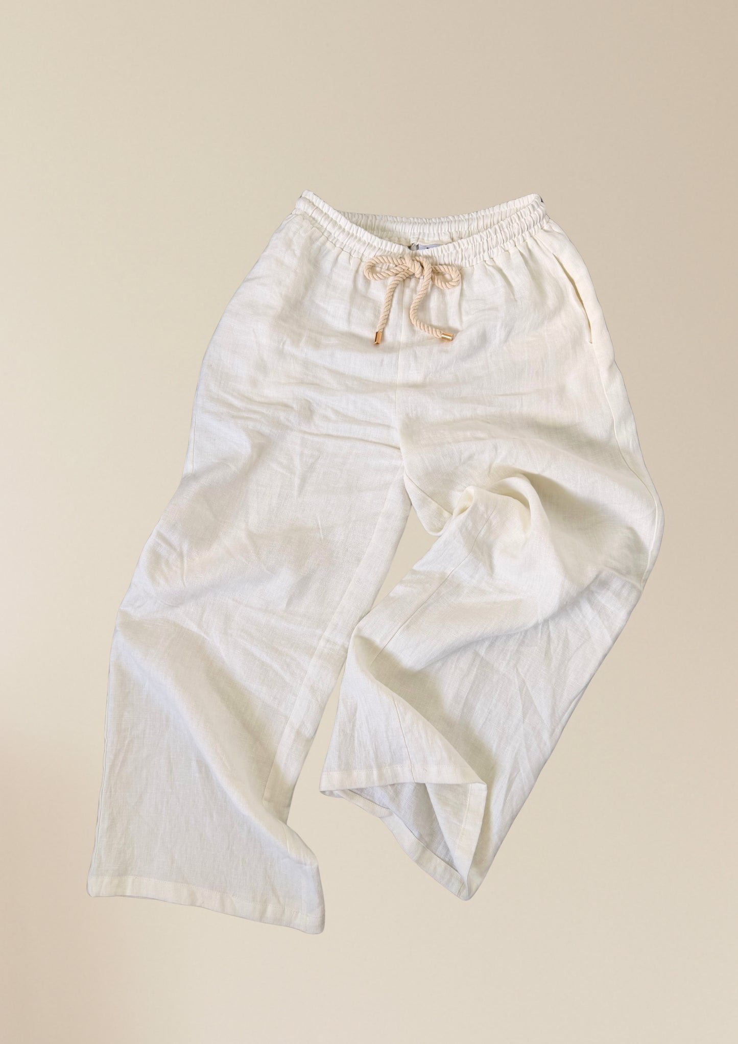 Rope Linen Pants - White
